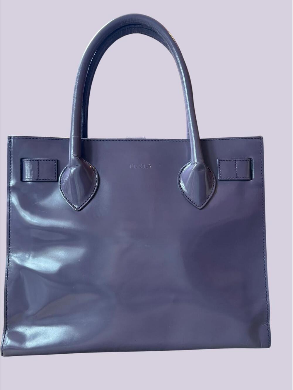 Furla Purple Leather Structured Tote Satchel Bag - Picture 3 of 7